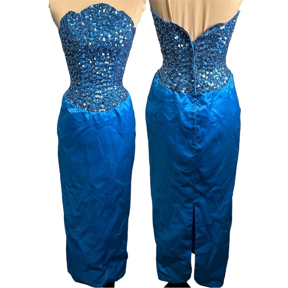 ”HOLLYWOOD REGENCY GLAM” Sequin Vintage PROM Evening Formal Maxi Dress Sz XS/0
